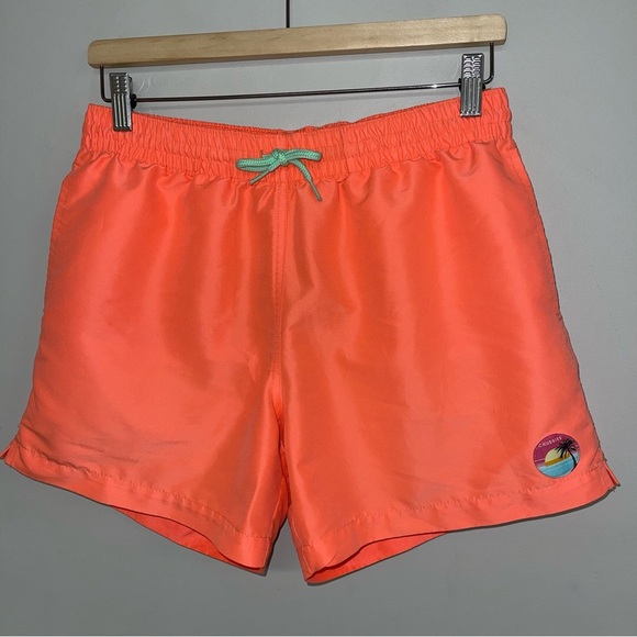 Chubbies Swim Trunks Men's Size Medium Neon Orange Bright Lined Shorts Swim - Picture 3 of 8